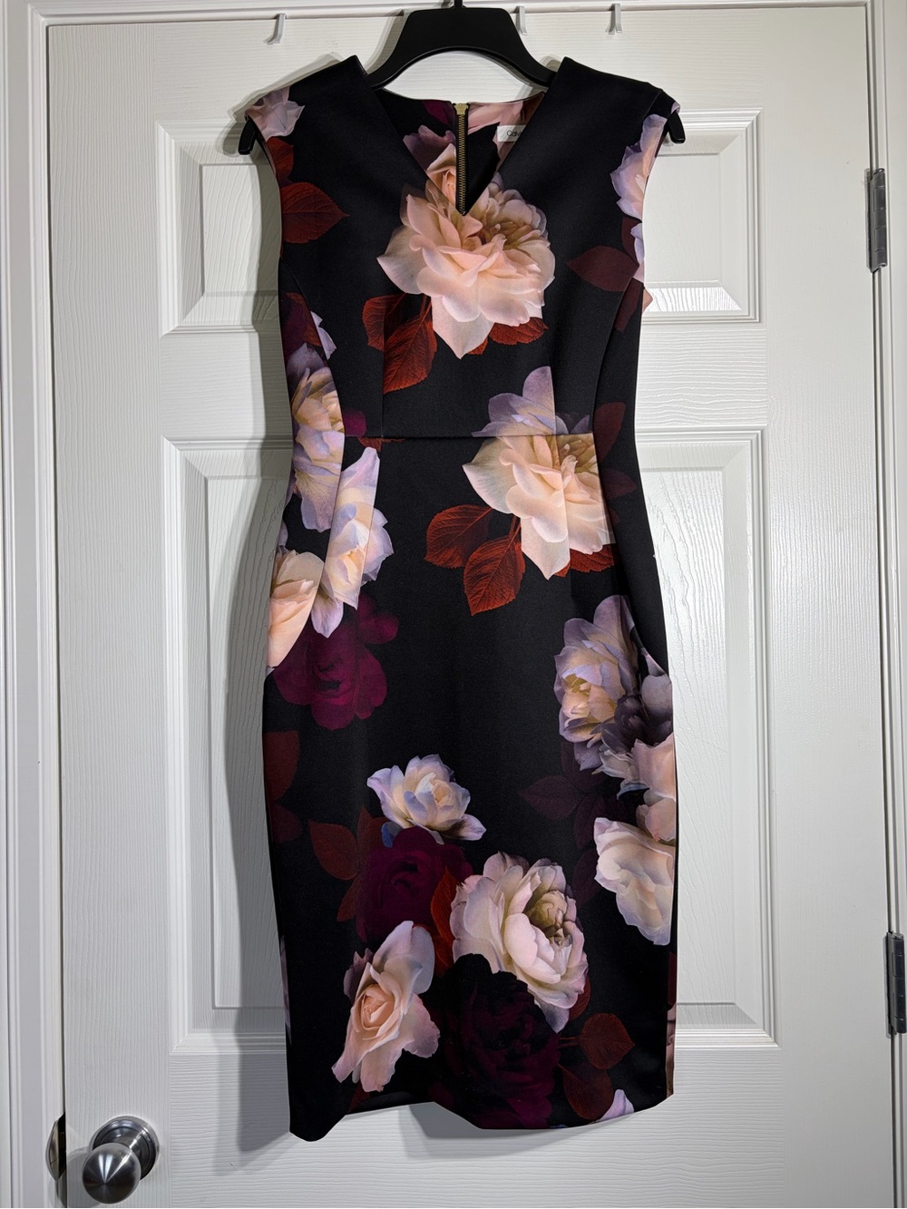 Calvin Klein Black Floral Midi Dress Size 4
